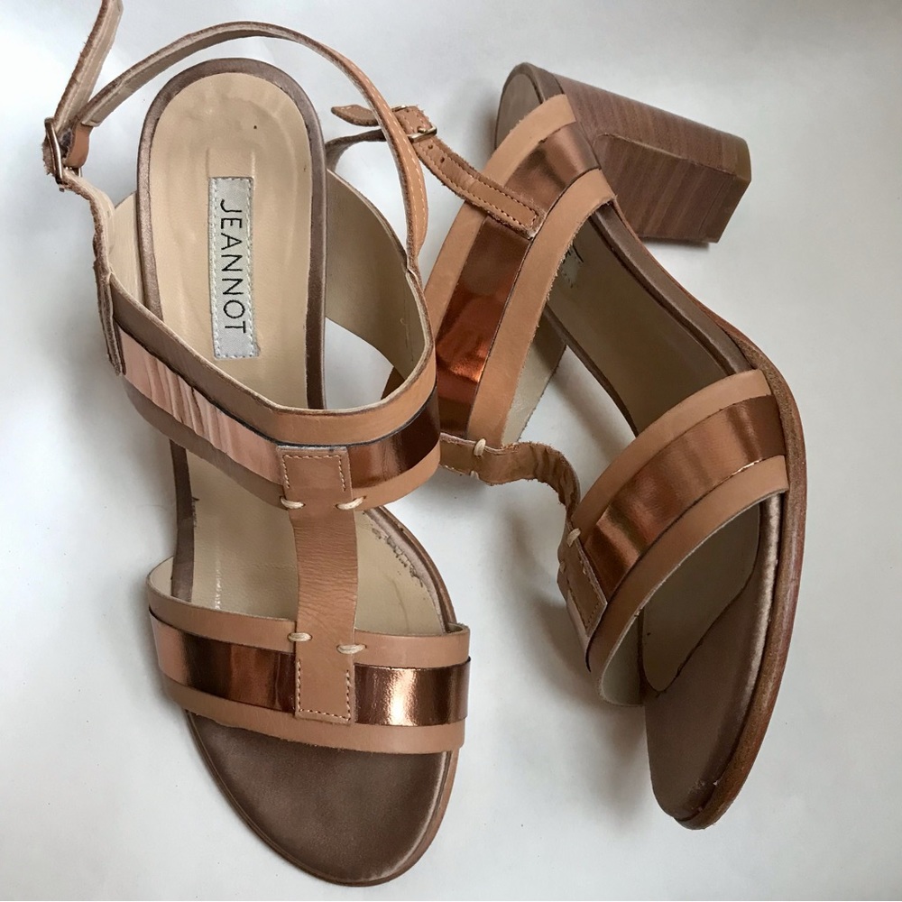 Jeannot Leather & Copper Sling Back Sandal